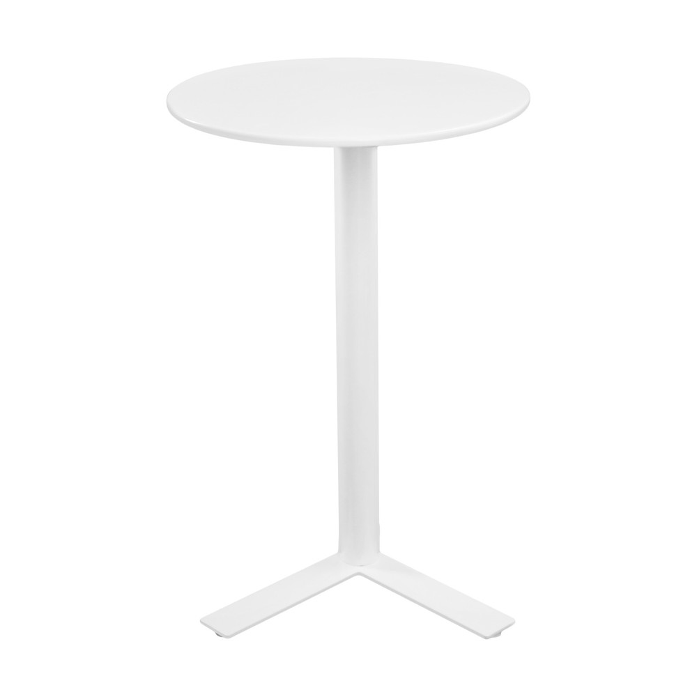 White Iron Round Side Table Modern Couch End Table Nightstand With Y-shaped Base