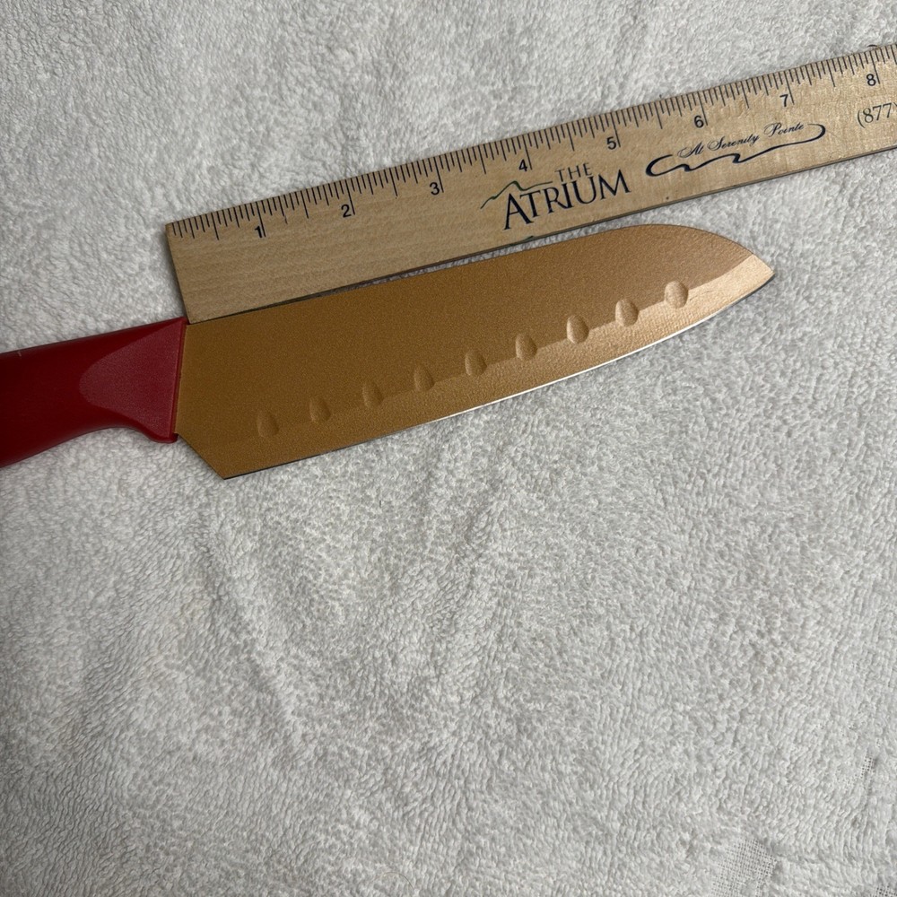 Santoku Copper Clad Non Stick Red Ergonomic Handle