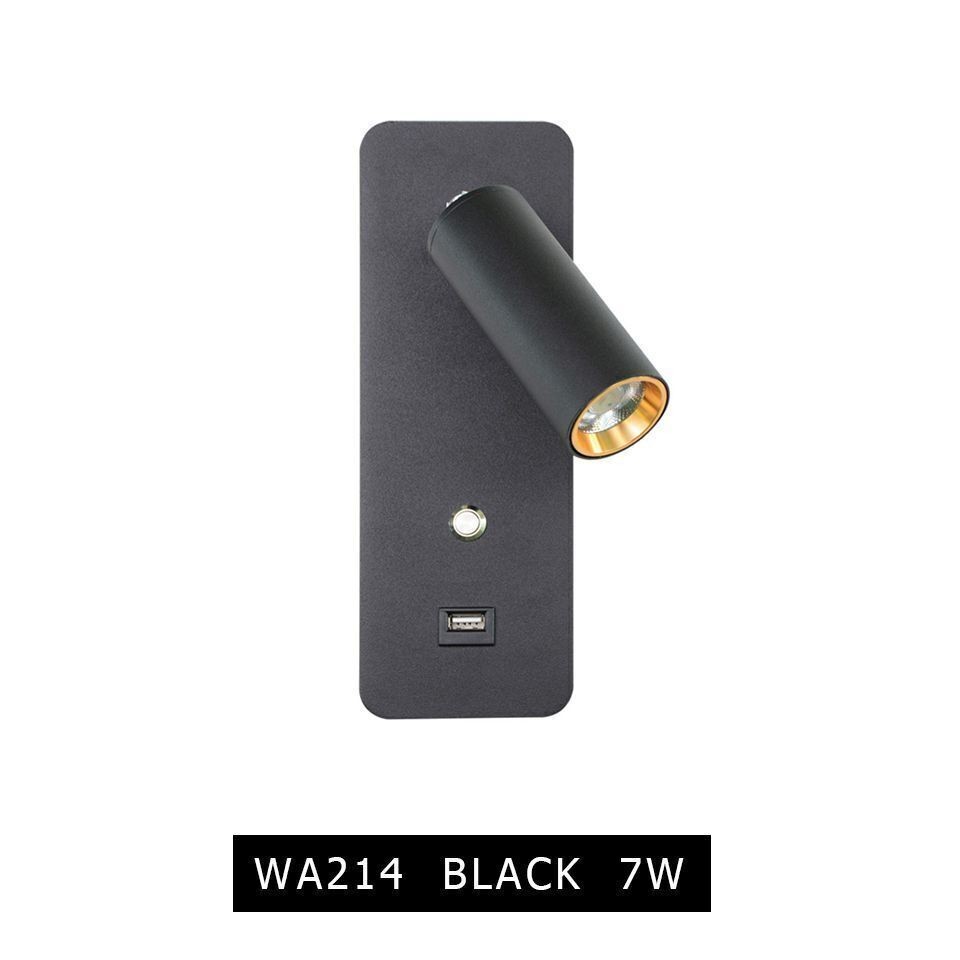 LED Wall Lamp Fixture Adjustable Reading Bedside Lights Switch USB Charging Port