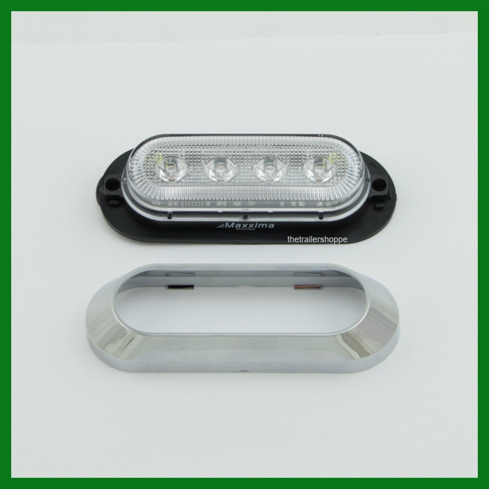 Maxxima Amber & White Clear Lens 4 LED Warning Strobe Light with Chrome Bezel