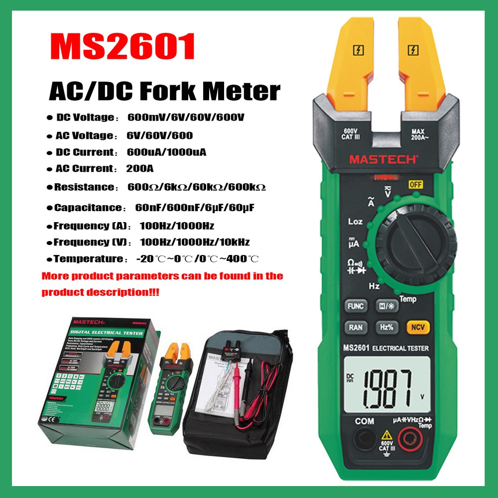 MASTECH MS2601 Digital Fork Type Clamp Meters For Special Application MS2601
