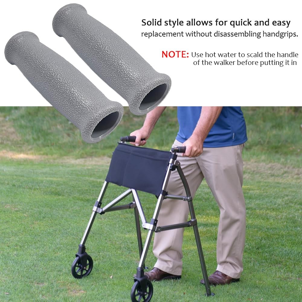 Crutch Hand Grips for Rollator Walker Replacement - Elderly & Disabled black