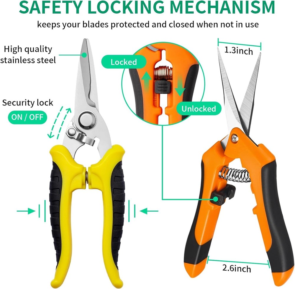 Garden Pruning Shears 3 Pack Gardening Scissors Multicolor