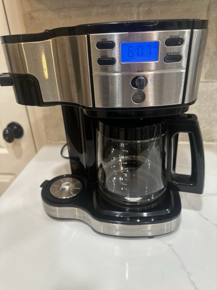 Hamilton Beach 49980A 12 Cup Filter Coffee Machine Black Silver Programmable Ca…