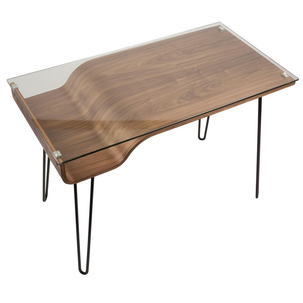 Walnut, Clear, Black Avery Desk