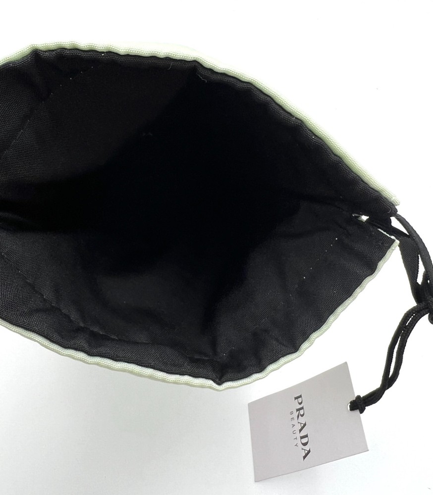 Prada Beauty Reversible Drawstring Makeup Bag Pouch ~ Light Green / Black