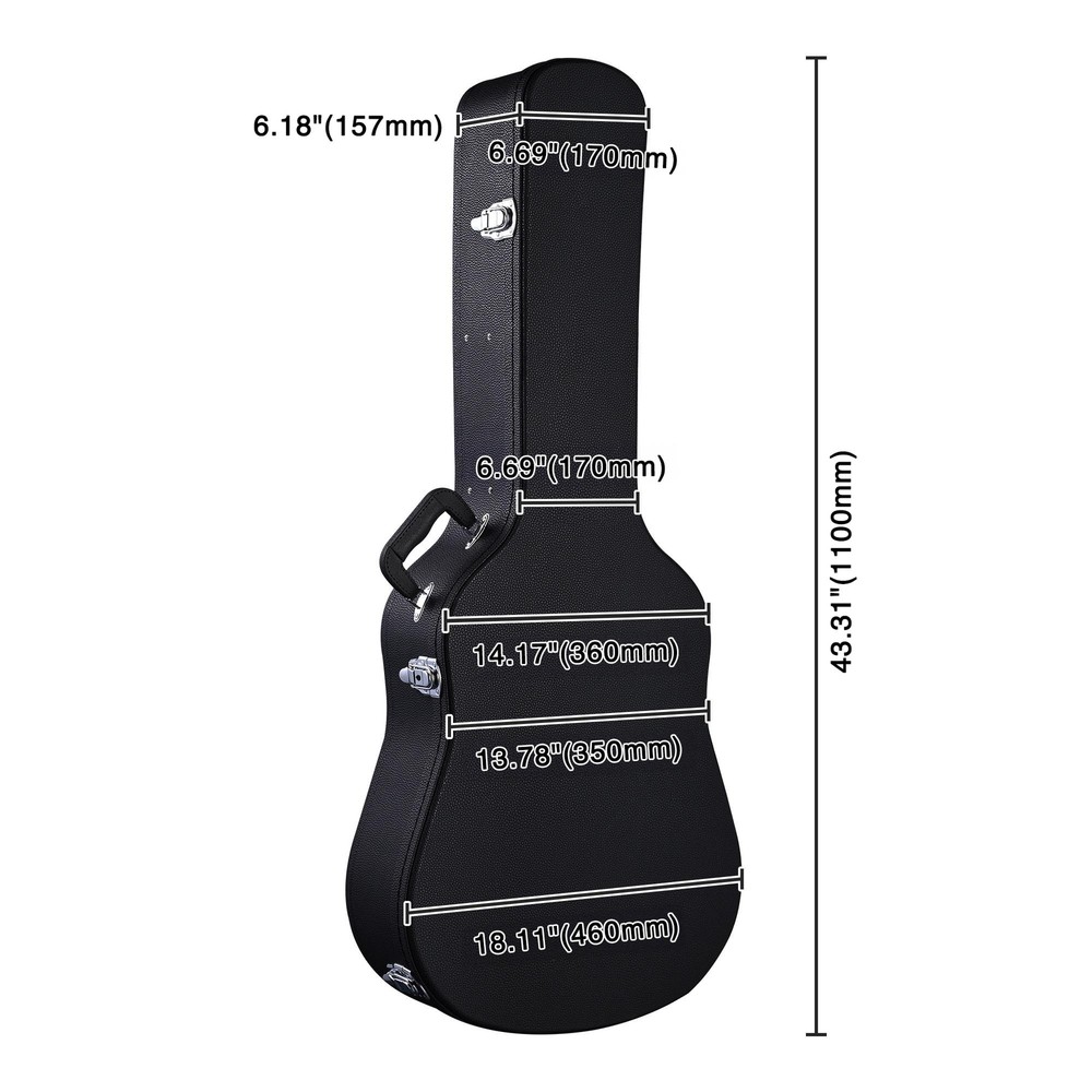 Acoustic Guitar Hard Case Wooden Hard Shell Carrying Case Lockable