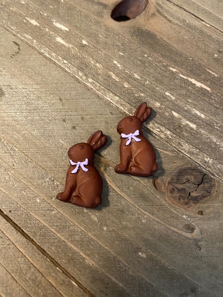 White or Brown Easter Bunny Post Earrings