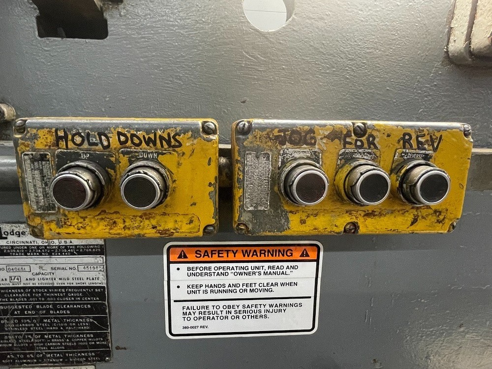 Lodge & Shipley 6’x 1/4″ Power Squaring Shear