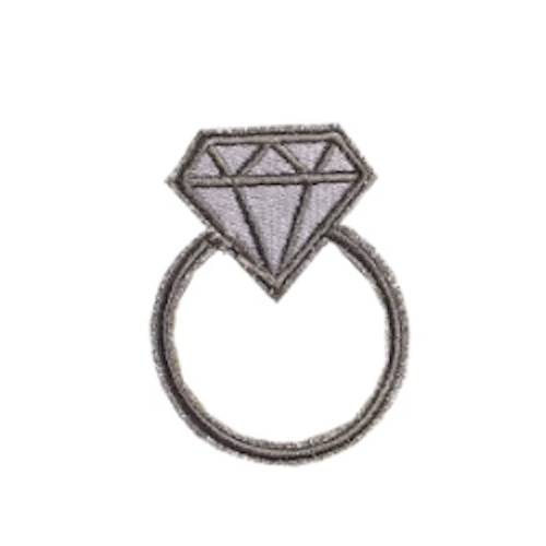DIAMOND RING - SILVER GLITTER - BLING BLING - Embroidered Iron-on Patch
