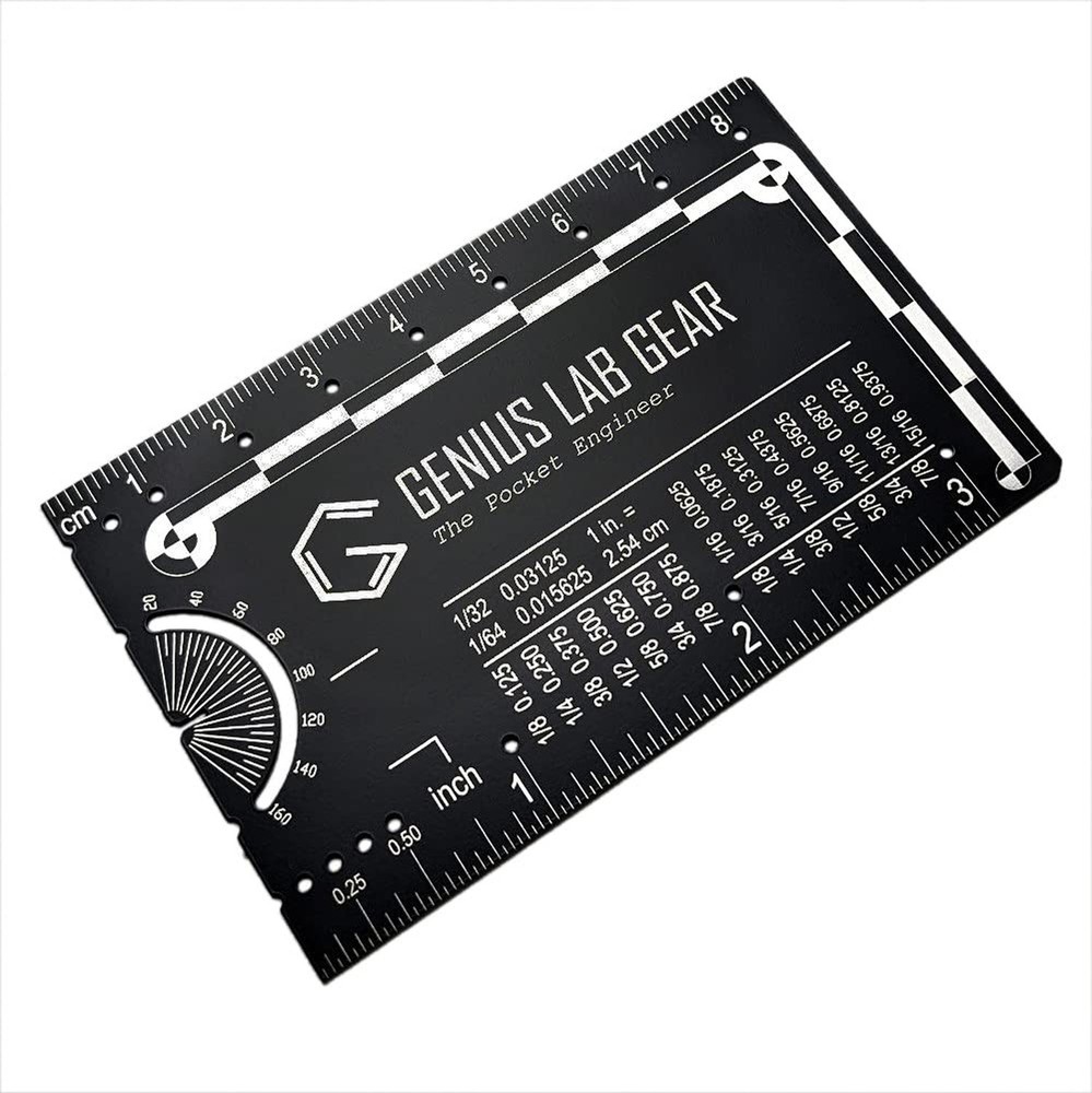 The Authentic Pocket Engineer - Small Metal Engineering Ruler Protractor Comp...