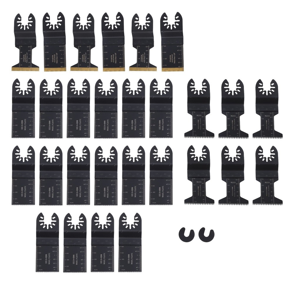 28-Piece Titanium Coated Oscillating Saw Blades Kit Universal Multitool Blades