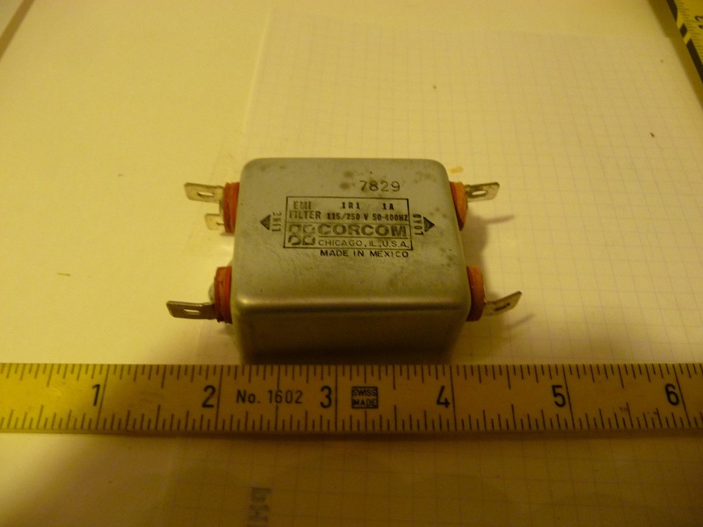 AC power filter , Corcom , 1R1 ,  1 amp , 120 volt / 250 volt