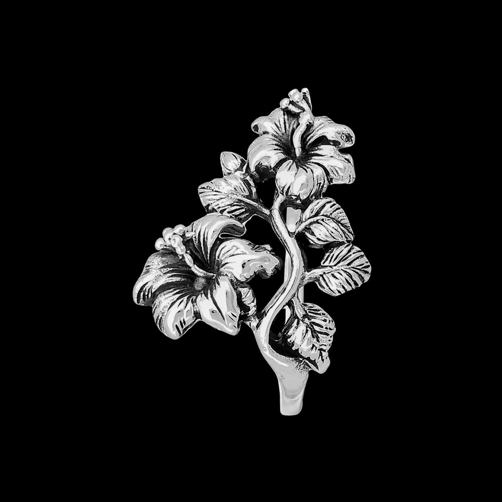 925 Sterling Silver Island Hibiscus Ring