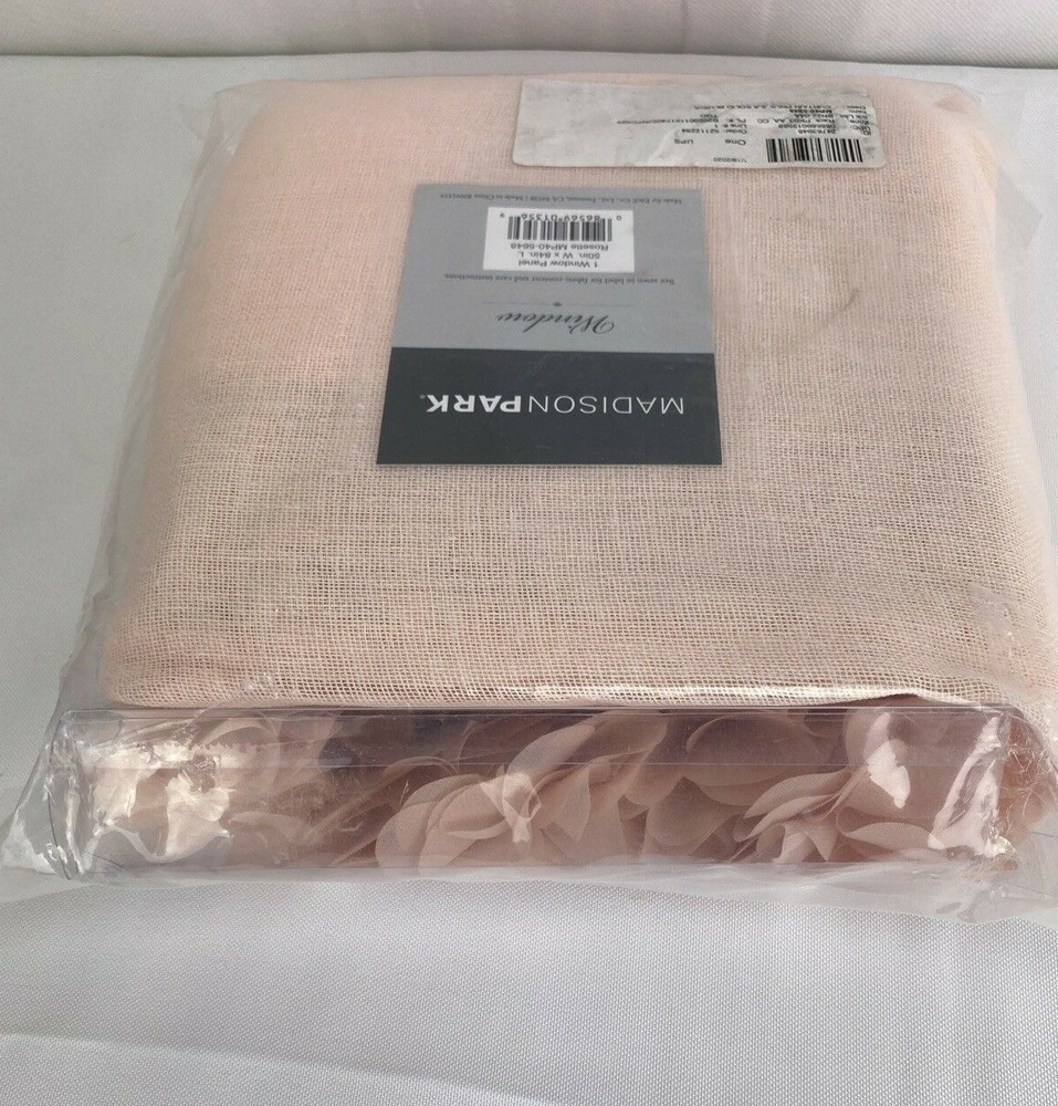 Madison Park Rosette Tab Top Solid Window Curtain Panel Drape 50" x 84” Blush