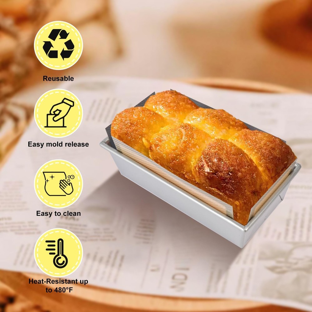 2 Pcs Thickened Silicone Bread loaf pan liners for baking bread 9x5，Silic