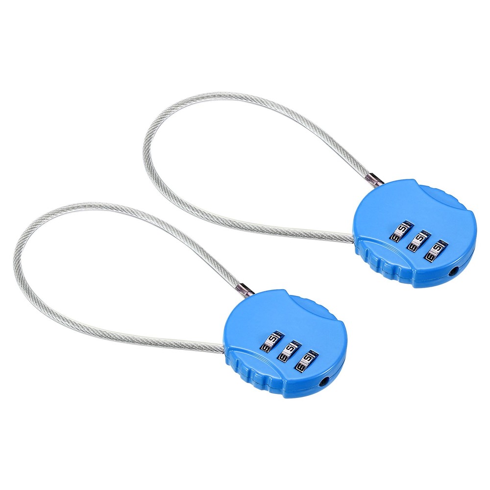 Small Combination Block 7.8", 2pcs 3 Digit Luggage Lock, Bright Blue
