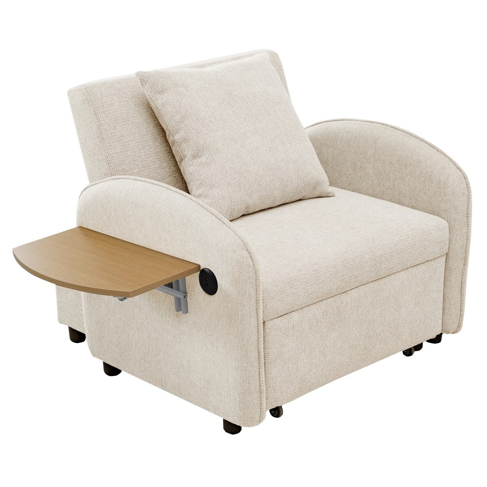 Convertible Sofa Bed Chair 3 in 1 Pull-out Sofa Bed w/ Computer Board & USB Port