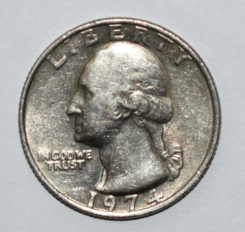 1974 Quarter Error No Mint Mark Missing Claw/Foot, Weak Strike, Missing I's DD +
