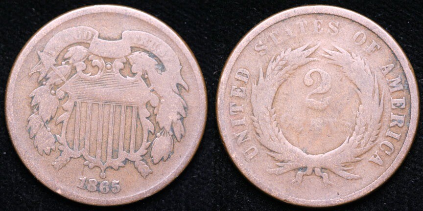 1865  Two Cent Piece