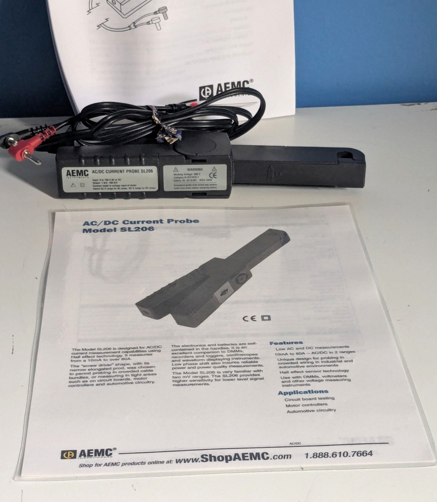 AEMC Instruments AC/DC Current Probe Model SL206 W/ Instructions