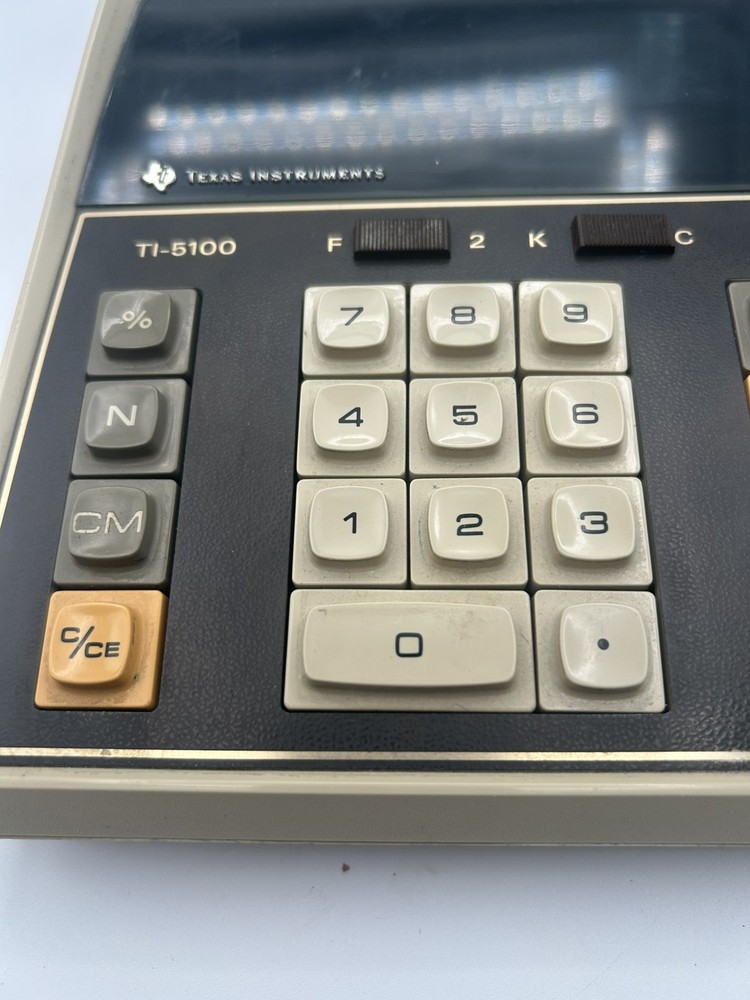 Vintage Texas Instruments TI-5100 Electronic Calculator & AC Adaptor Working E1
