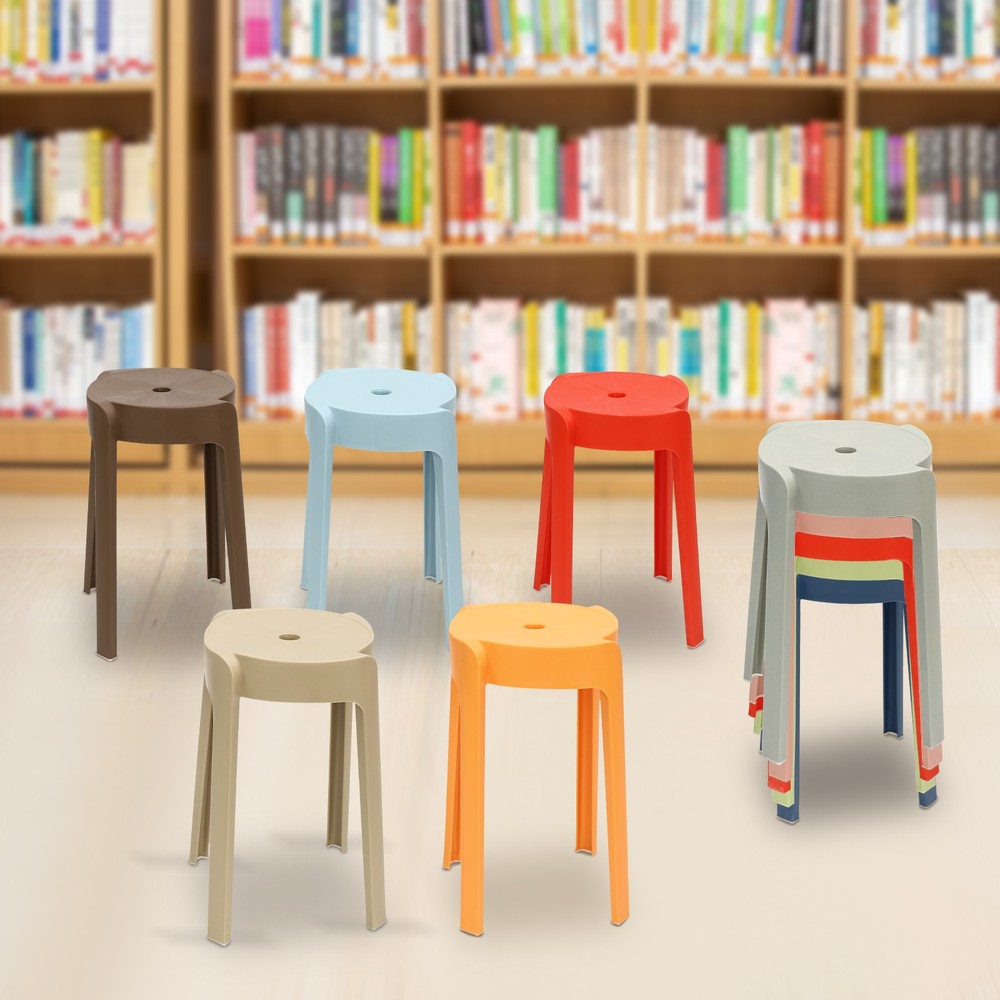 Plastic Stool Counter Kitchen Stools 18'' Set of 4 Backless Stackable Bar Stools