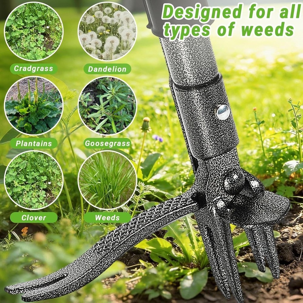 Complete Weeding Kit: Heavy-Duty Bamboo Puller & 16-Gallon Leaf Collection Bag