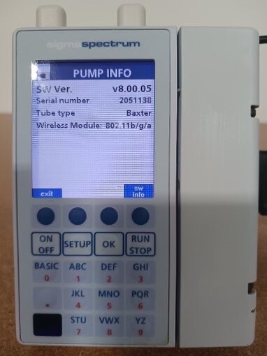 Baxter Sigma Spectrum Pump Software Version 8 with A/B/G/N Battery