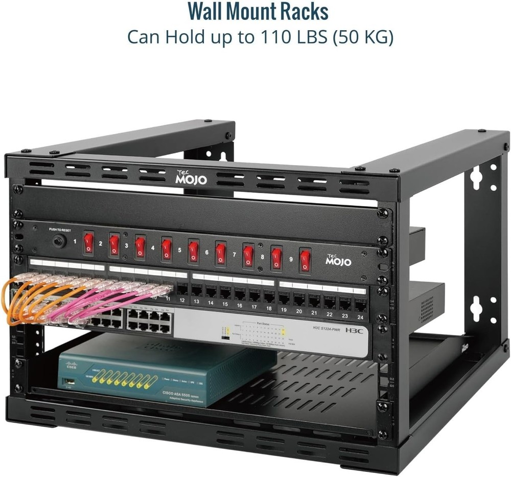 6U Fixed Wall Mount Network Rack 15.8Inch Depth Open Frame for Server Data/Av/It