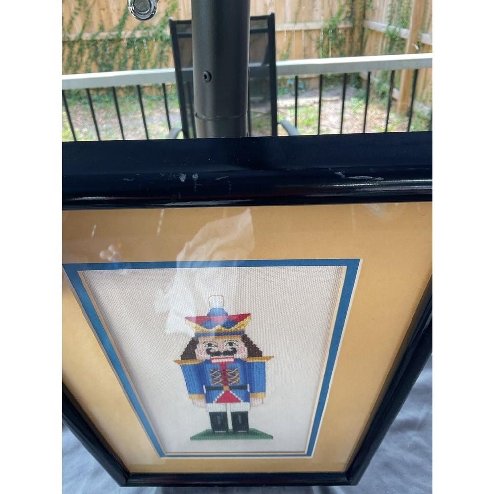 Vintage Framed Christmas Nutcracker Fiber Art Set