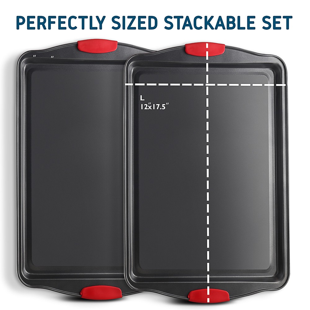 2 Piece Baking Sheet Pan Set Joytable Nonstick Steel Durable Large Cookie Sheets
