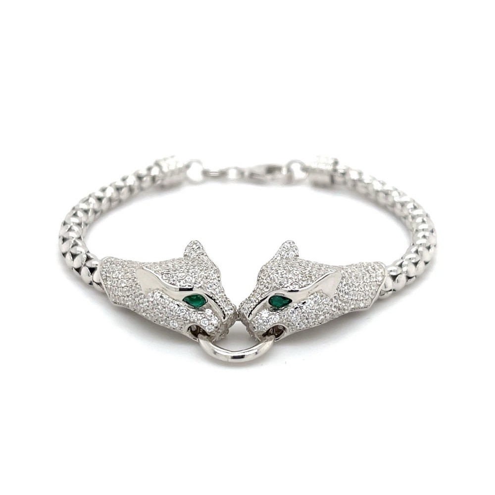 925 Silver Bracelet with Emerald eyes.