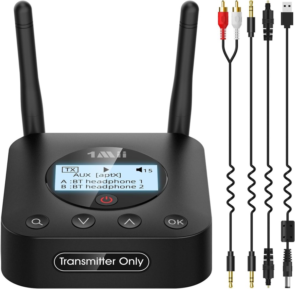 1Mii B06TX+ Long Range Bluetooth 5.3 Transmitter for TV/PC/Projector to 2