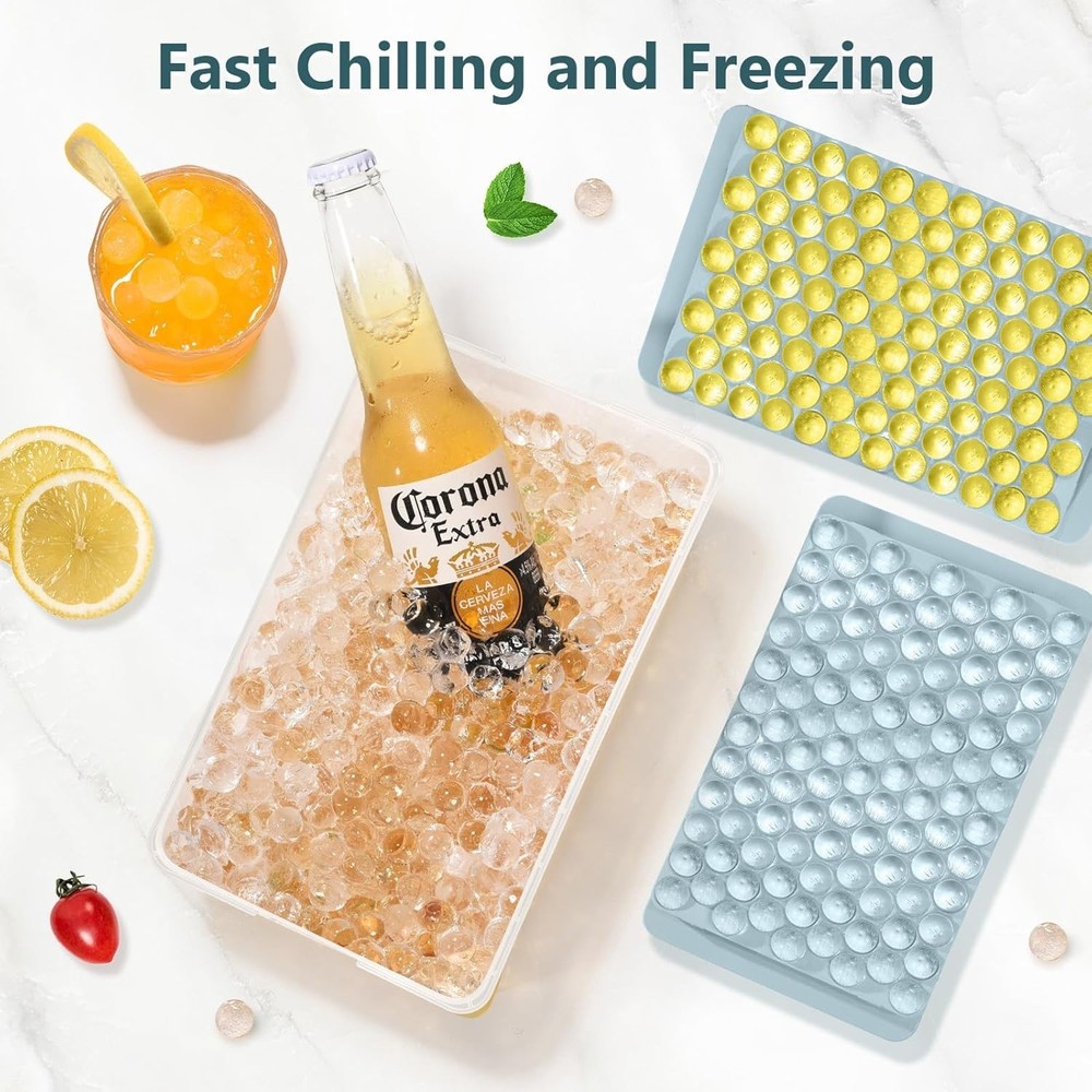 Odor-Free Mini Ice Cube Trays - 0.55in & Storage Bin for Effortless Entertaining