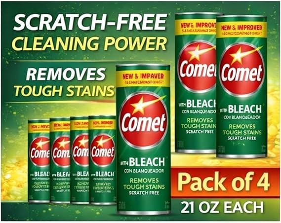 (4 pack)Comet Multipurpose Cleaning Powder with Bleach, 21 oz