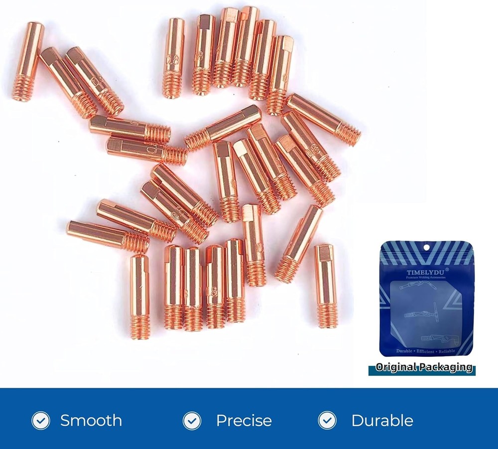 30-Pack .035” (0.9mm) Copper MIG Welding Contact Tips – Torch Replacement
