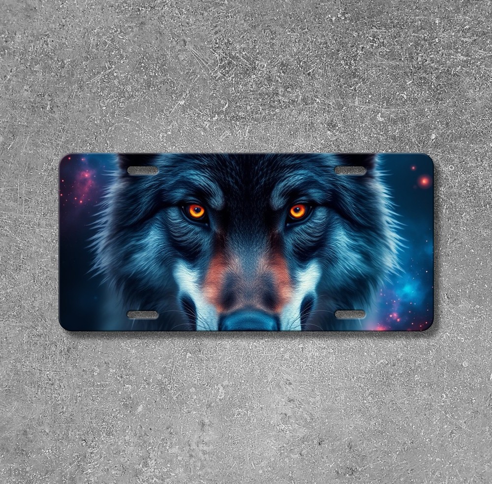 Hyperrealistic Wolf License Plate Your Text Vanity Plate Unique Gift