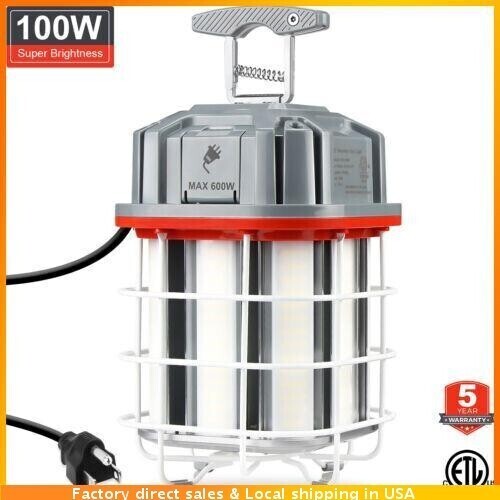 100W 5000K Linkable LED Temporary Jobsite Work Light Construction Lamp Daylight