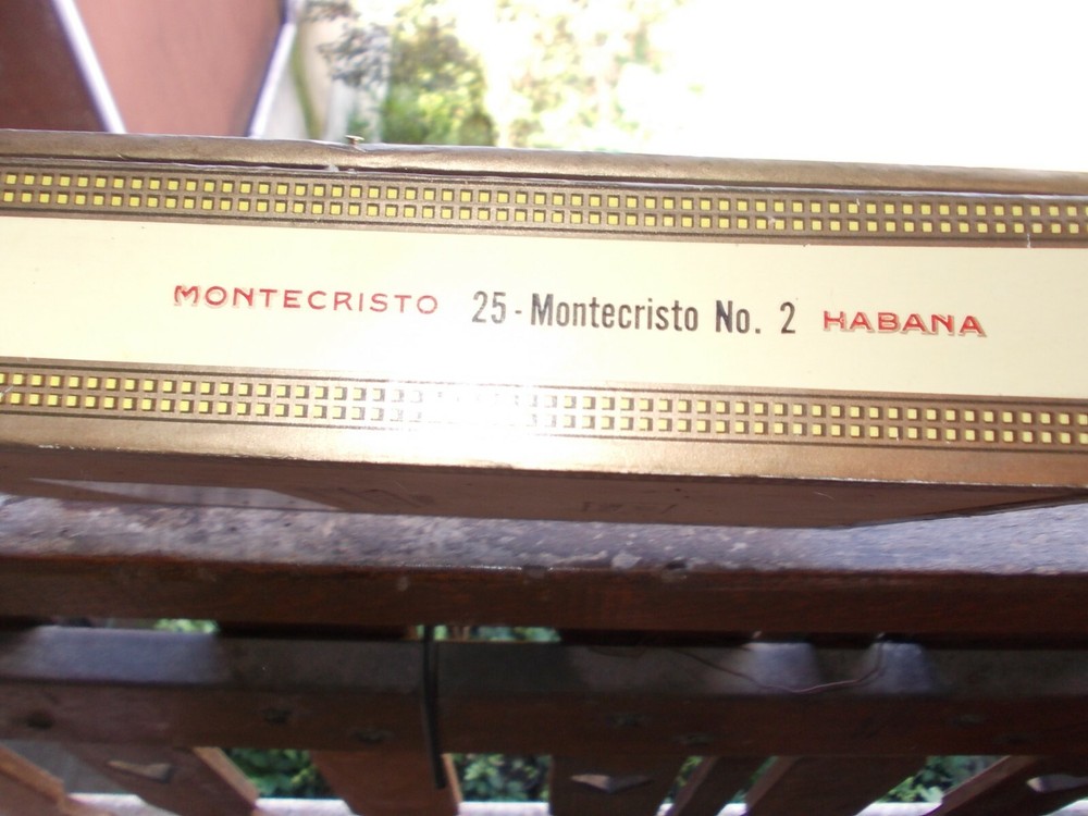 ORIGINAL--EMPTY HABANA MONTECRISTO BOX WRITTEN IN FRONT