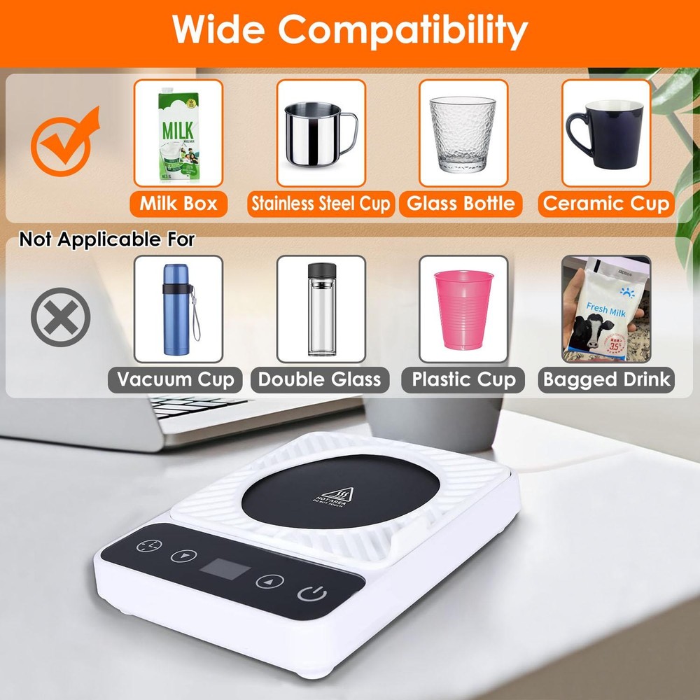Desktop Electric Mug Warmer Auto Shut Off Timer Setting 6 Temperature Levels Cup