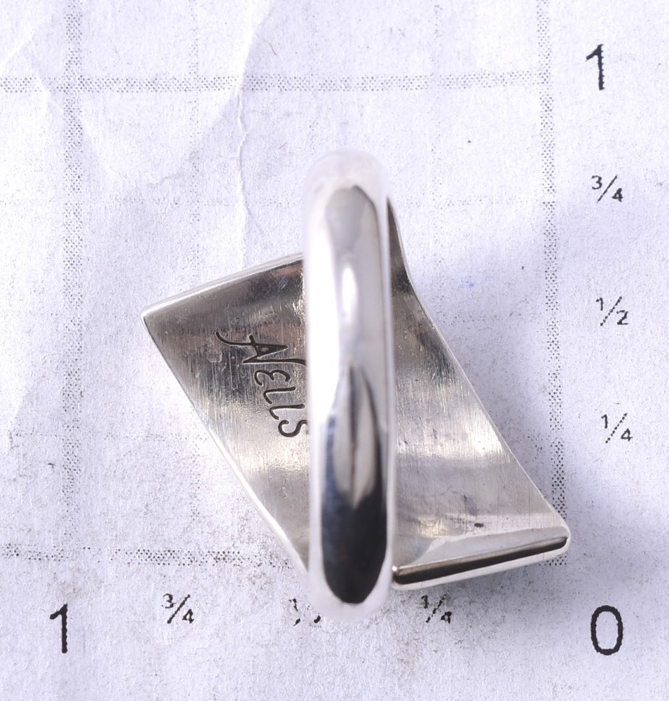 Preowned- Adjustable Silver Navajo Inlay Wrap Ring - Albert Nells 5K10Q