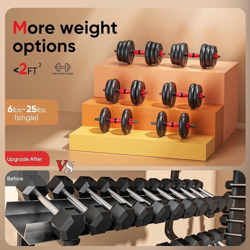 5-in-1 Adjustable Dumbbells Set 45lbs Pair