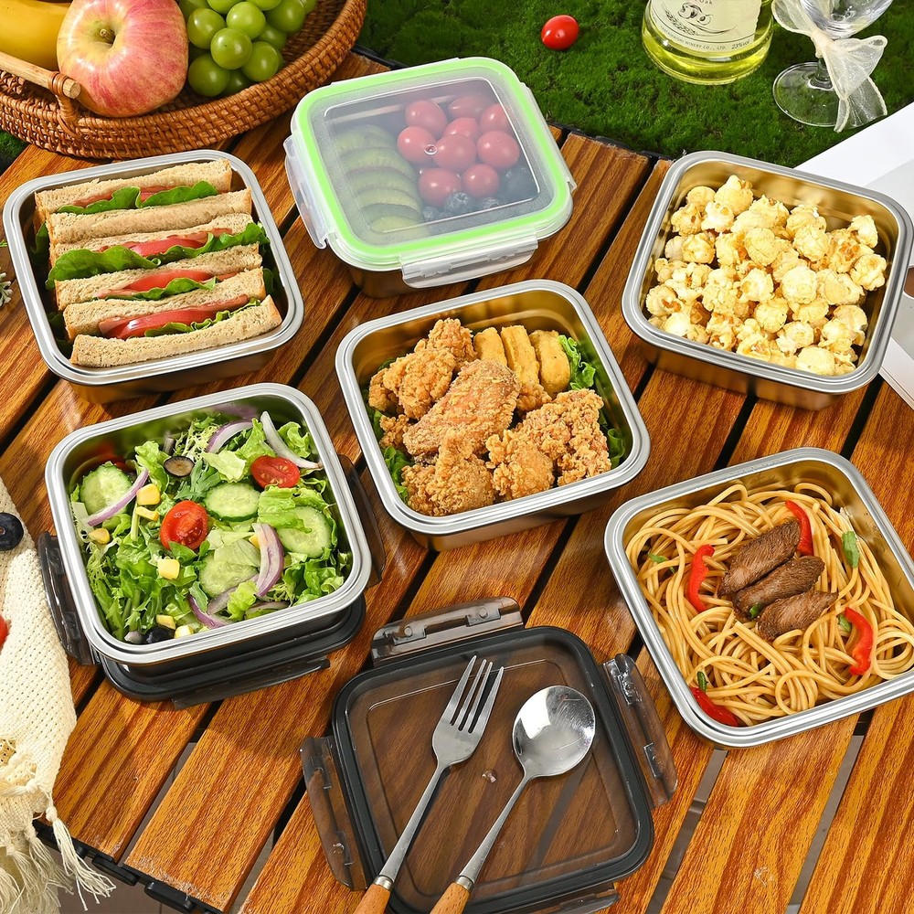 monoan 2 Pack Sandwich Containers, 24oz Stainless Medium, Black – 2-Pack