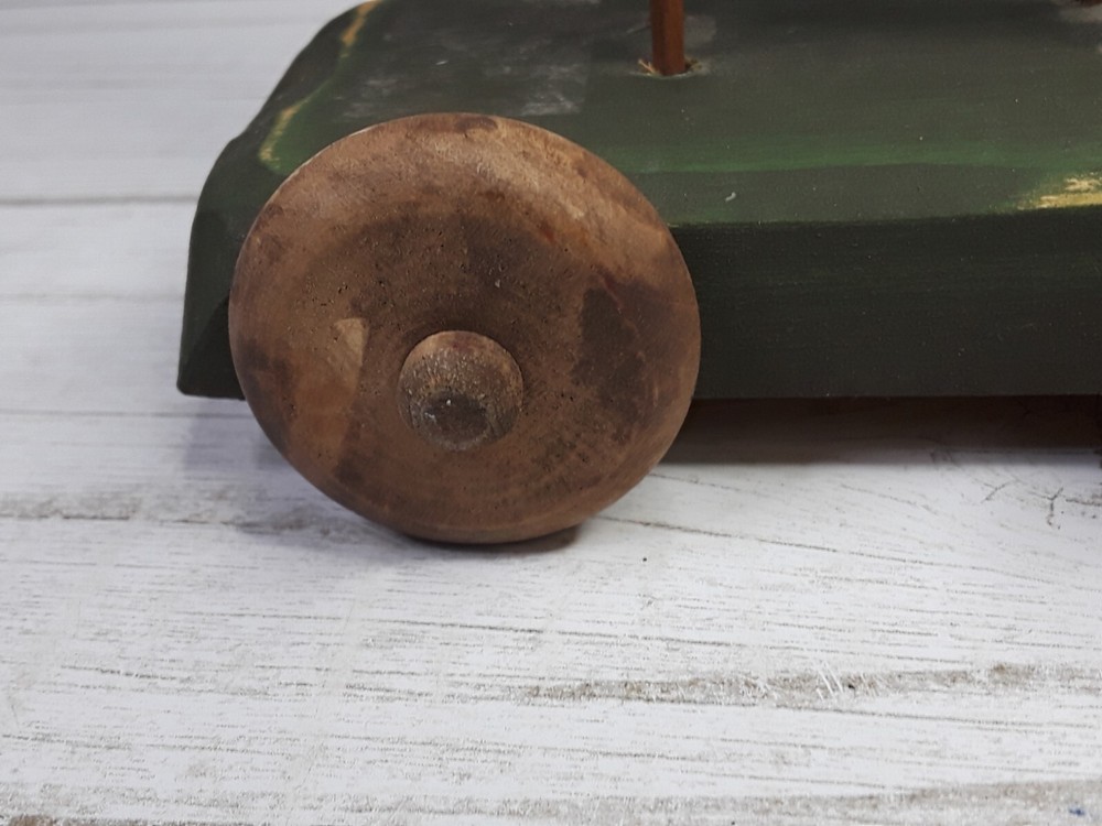 Primative Cloth Canvas Cat Pull Toy Folk Art Hand Painted Made Functioning