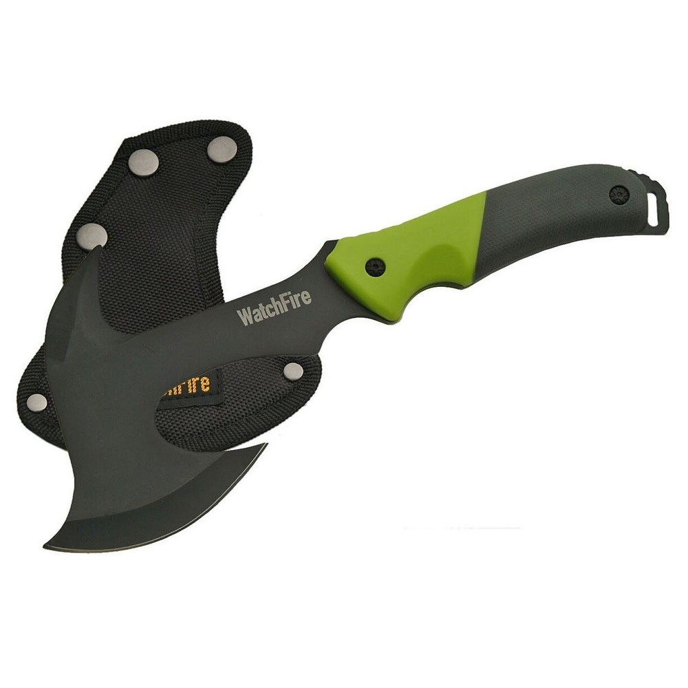 FIXED-BLADE HATCHET | Watchfire Green Black Camping Throwing Hand Axe + Sheath