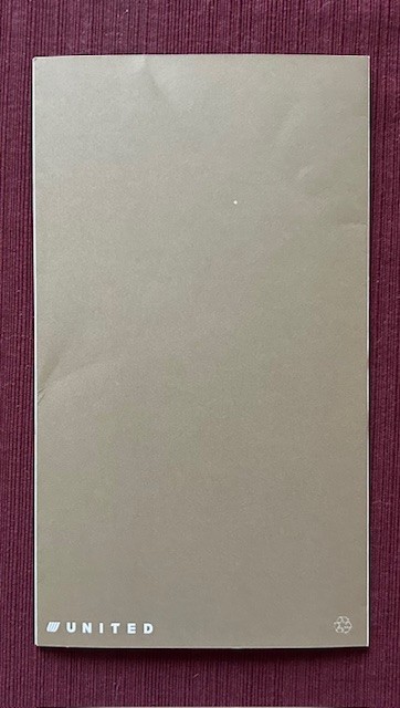 United Air Lines First Class Menu 2000
