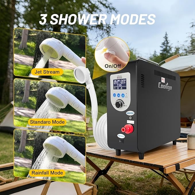 4500mah Battery Portable Water Heater for Camping Propane Camp Shower 40900 BTU