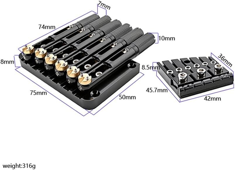 6 Strings Guitar Headless Saddle Bridge With Nut Plate for 1, BLACK