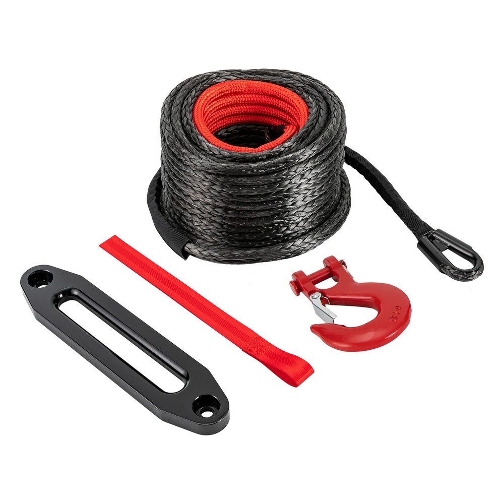 Durable Synthetic Winch Rope with Hook - 23809 lbs Breaking Strength